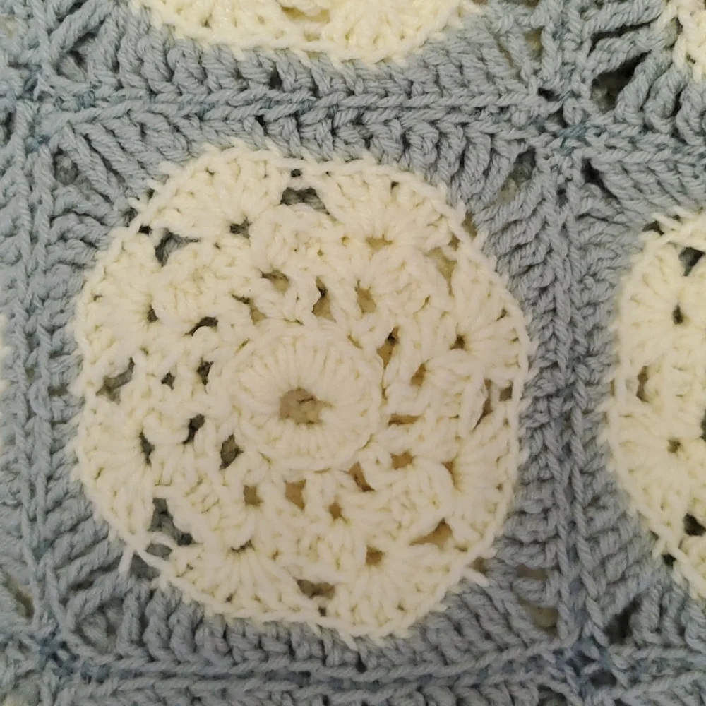 Granny Crochet square Afghan blanket stitch green yellow colors